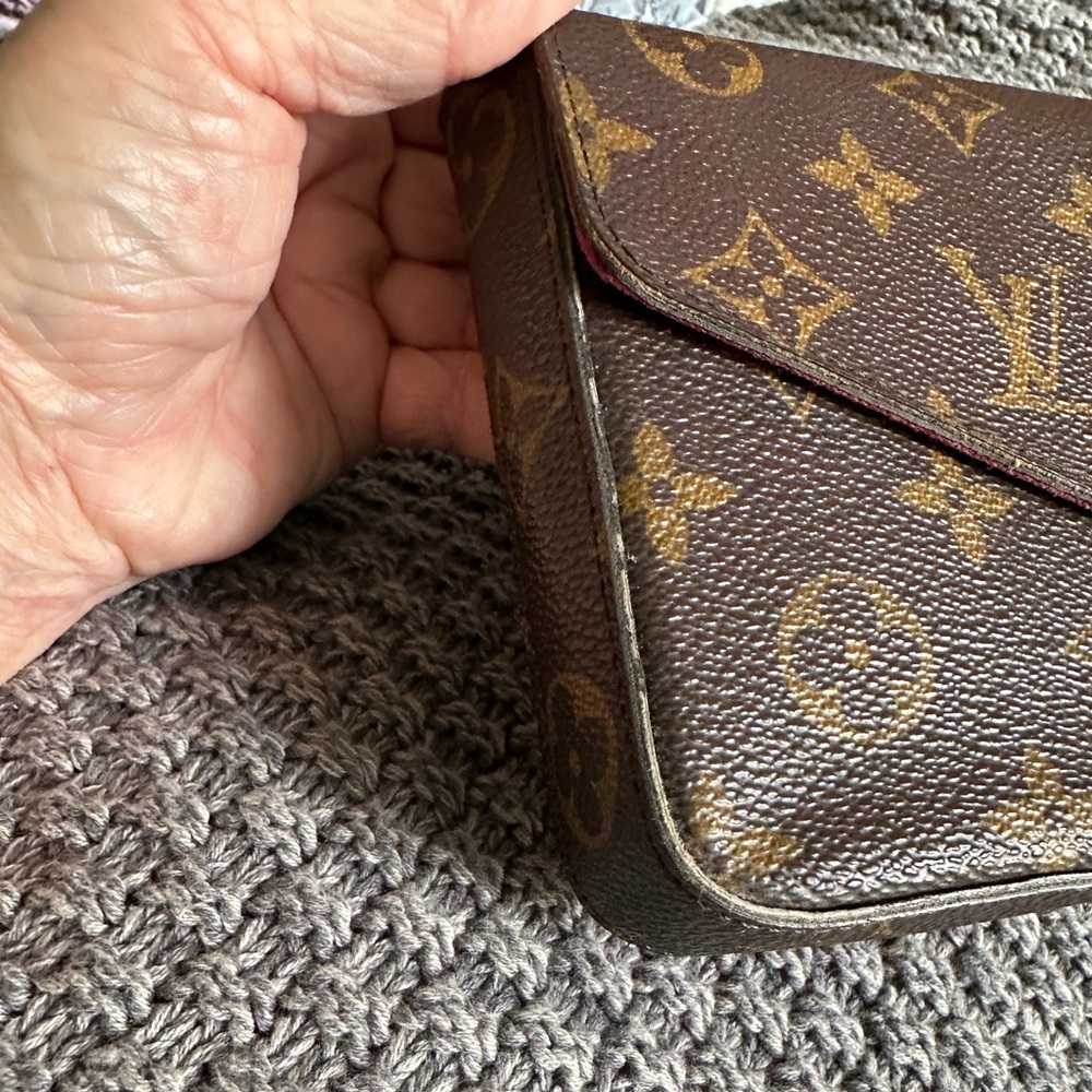 Louis Vuitton Brown Monogram Clutch with Pebbled Texture